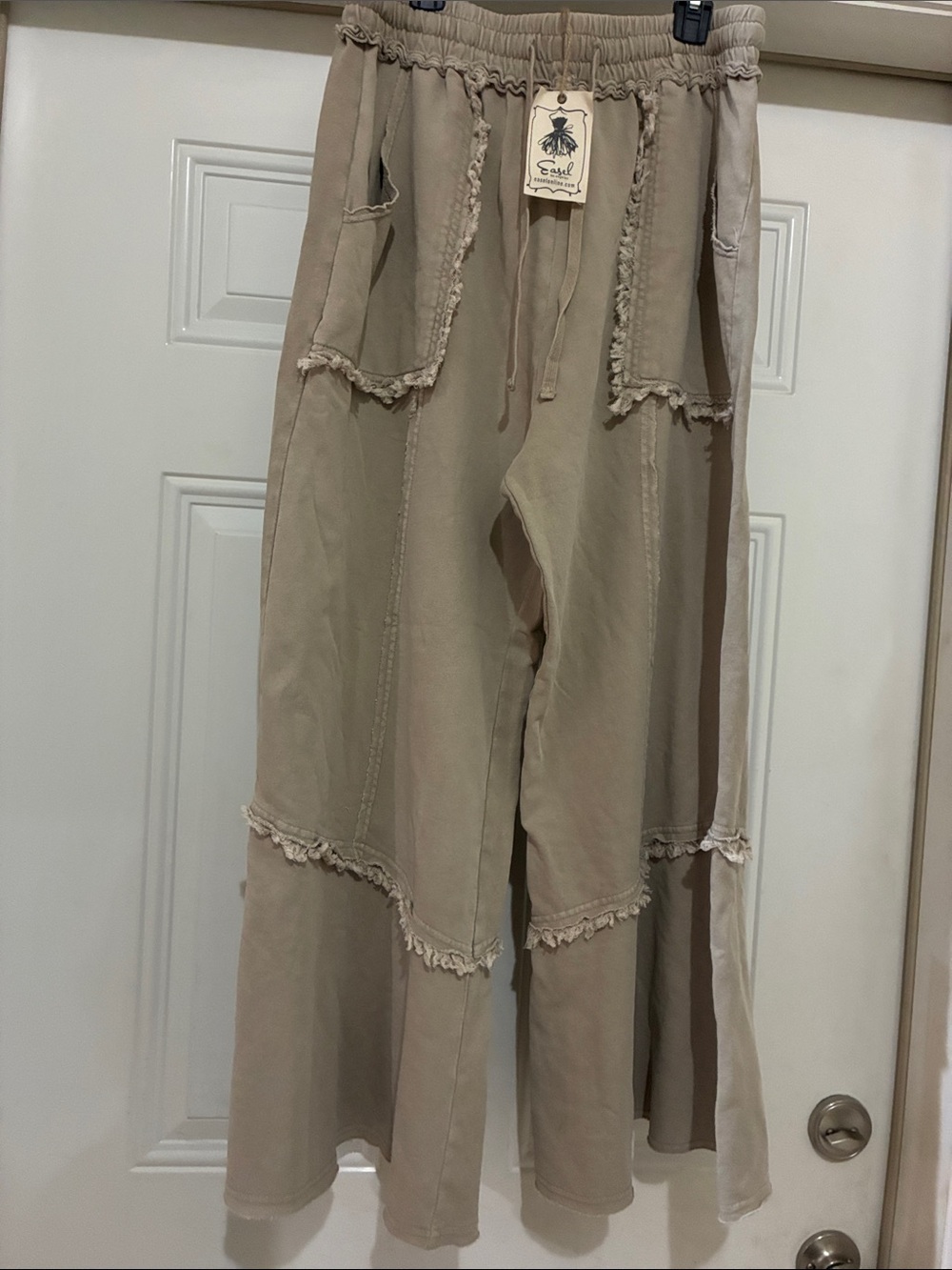 Easel 333 Tan  Layered Wide-Leg Pants NWT Large